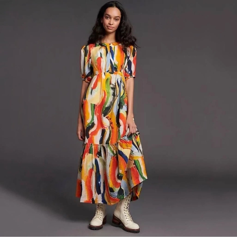 Anthropologie Maeve Suzannah Colorful Printed Maxi Dress Size Small